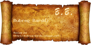 Bubreg Bardó névjegykártya